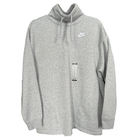 Nike Women's Sportswear Club Fleece Oversized Mock-Neck Sweatshirt Grey NWT - Picture 3 of 7